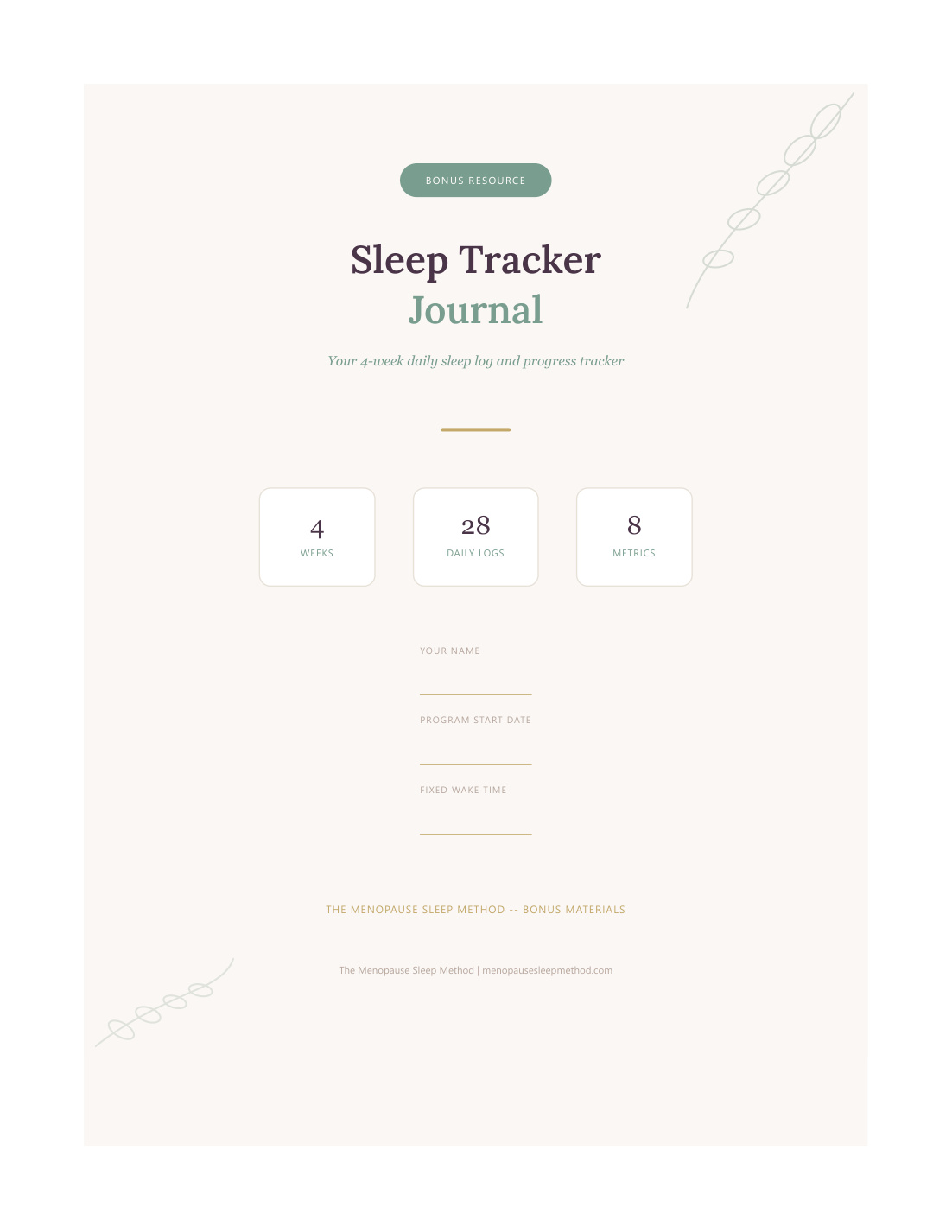 Printable Sleep Tracker Journal cover